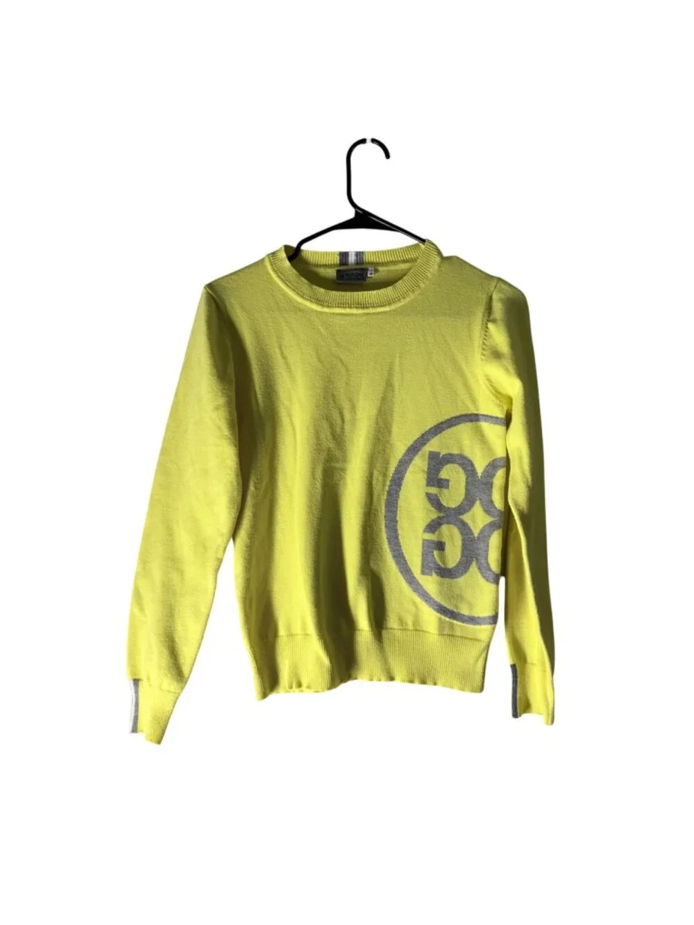 G/Fore Yellow Gray Large Logo Side Crewneck Sweater Womens Size Medium - Picture 1 of 6